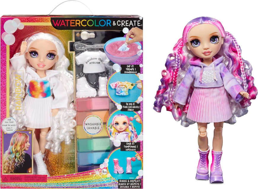 Rainbow High WaterColor and Create doll purple eyes