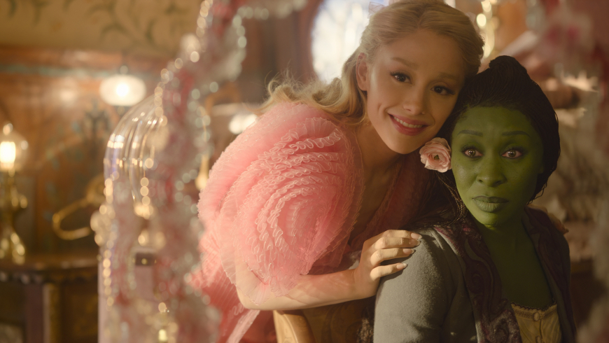 HD wallpapers Wicked movie 2024 with Ariana Grande as Glinda and Cynthia Erivo as Elphaba