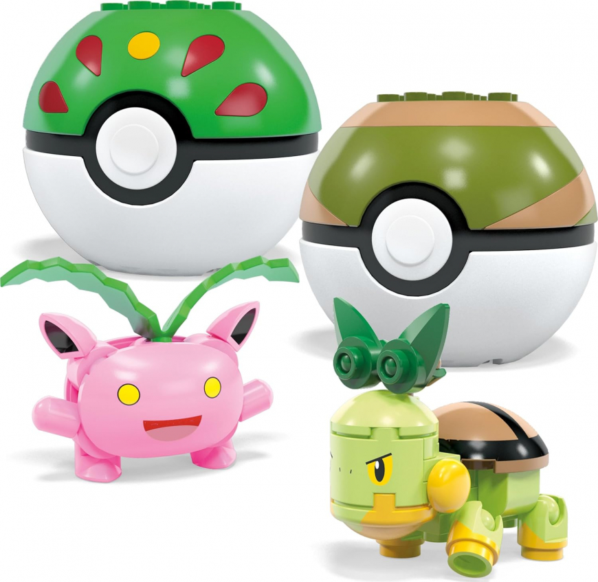 Mega Pokemon Action Figure Building Toys, Grass-Type Trainer Team