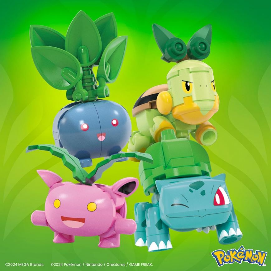 Mega Pokemon Action Figure Building Toys, Grass-Type Trainer Team