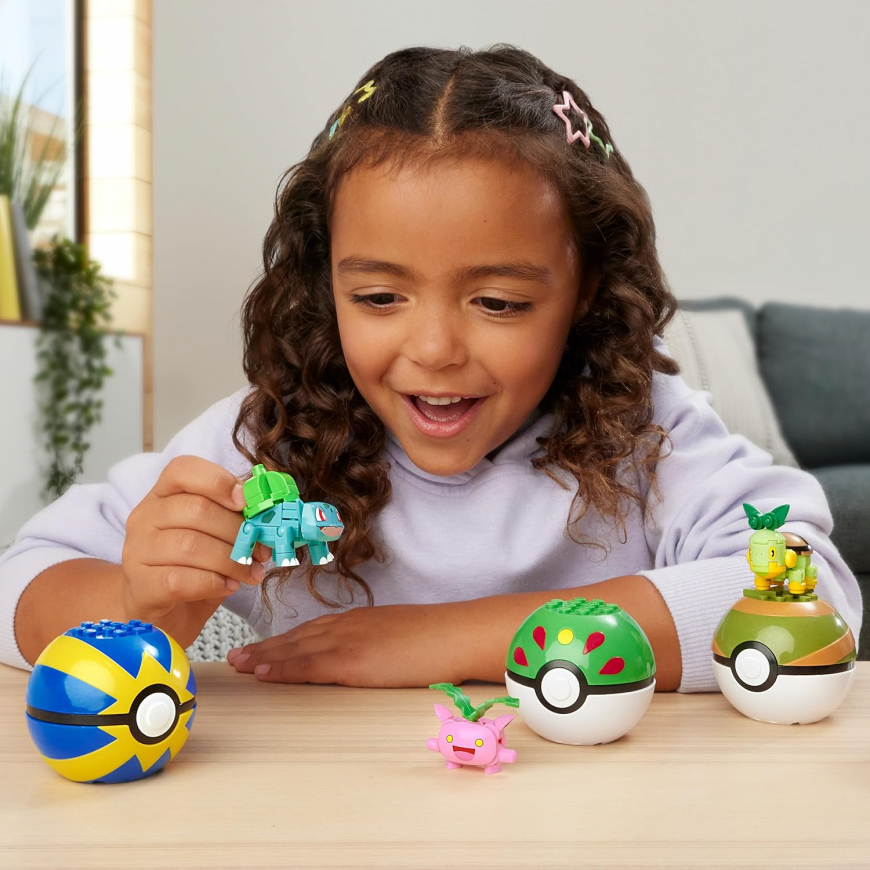 Mega Pokemon Action Figure Building Toys, Grass-Type Trainer Team
