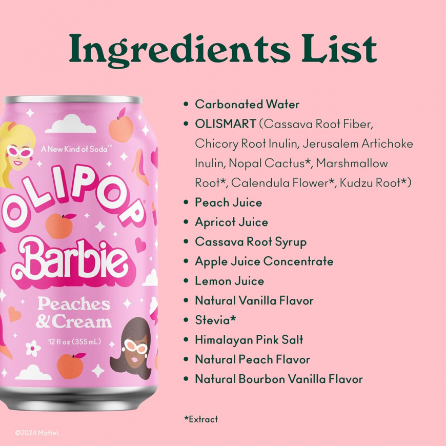 Olipop x Barbie - a new drink in honor of Barbie's 65th anniversary