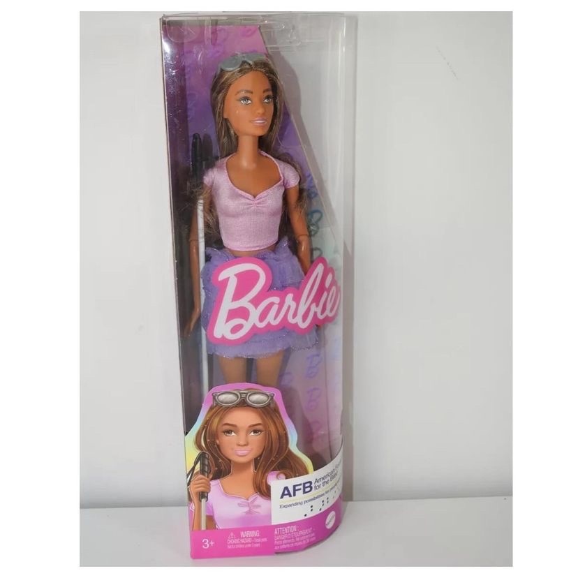 Barbie Fashionistas blind doll with cane in real life photos