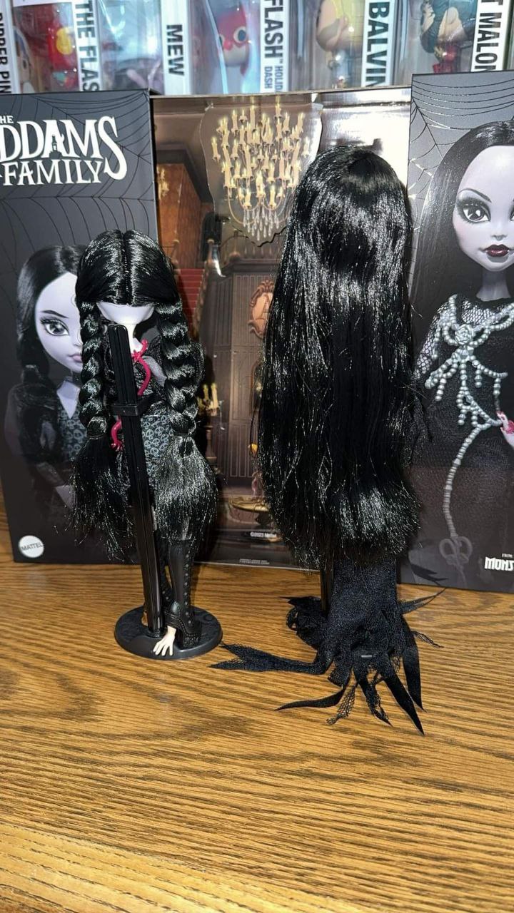 Monster High Skullector Addams Family 2-pack dolls Wednesday and Morticia Addams in real life photos