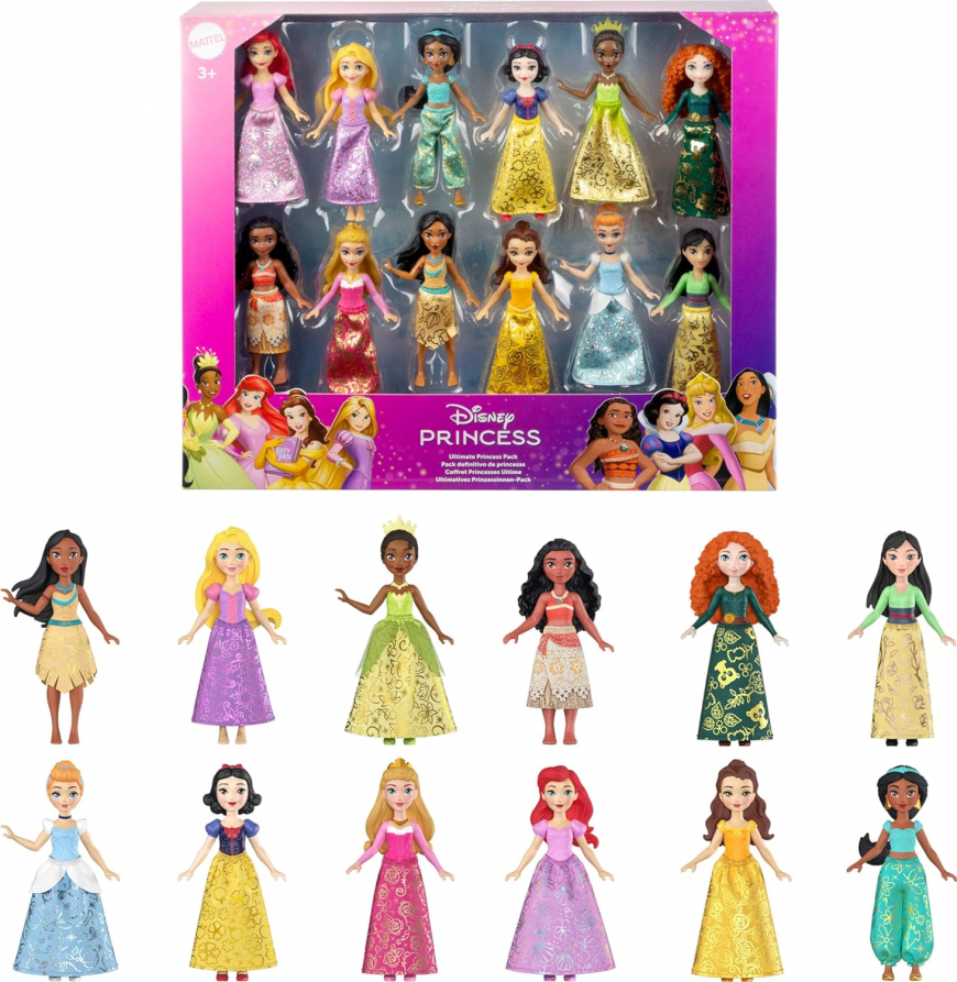 Mattel Ultimate Disney Princess Pack with 12 Small Dolls