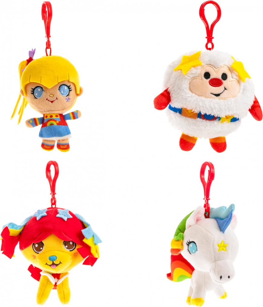 Rainbow Brite 4-Pack Set with Rainbow Brite, Twink, Starlite & Puppy Brite 4-inch Plush Backpack Clips