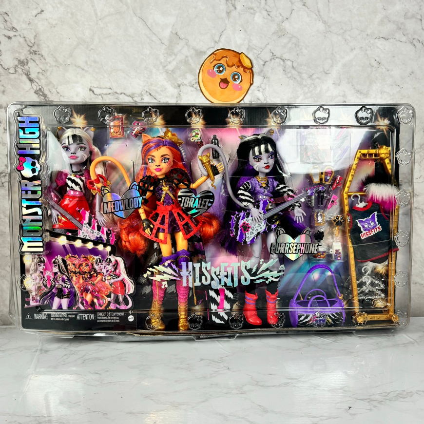 Monster High Hissfits 3 pack dolls set with Purrsephone, Meowlody and Toralei