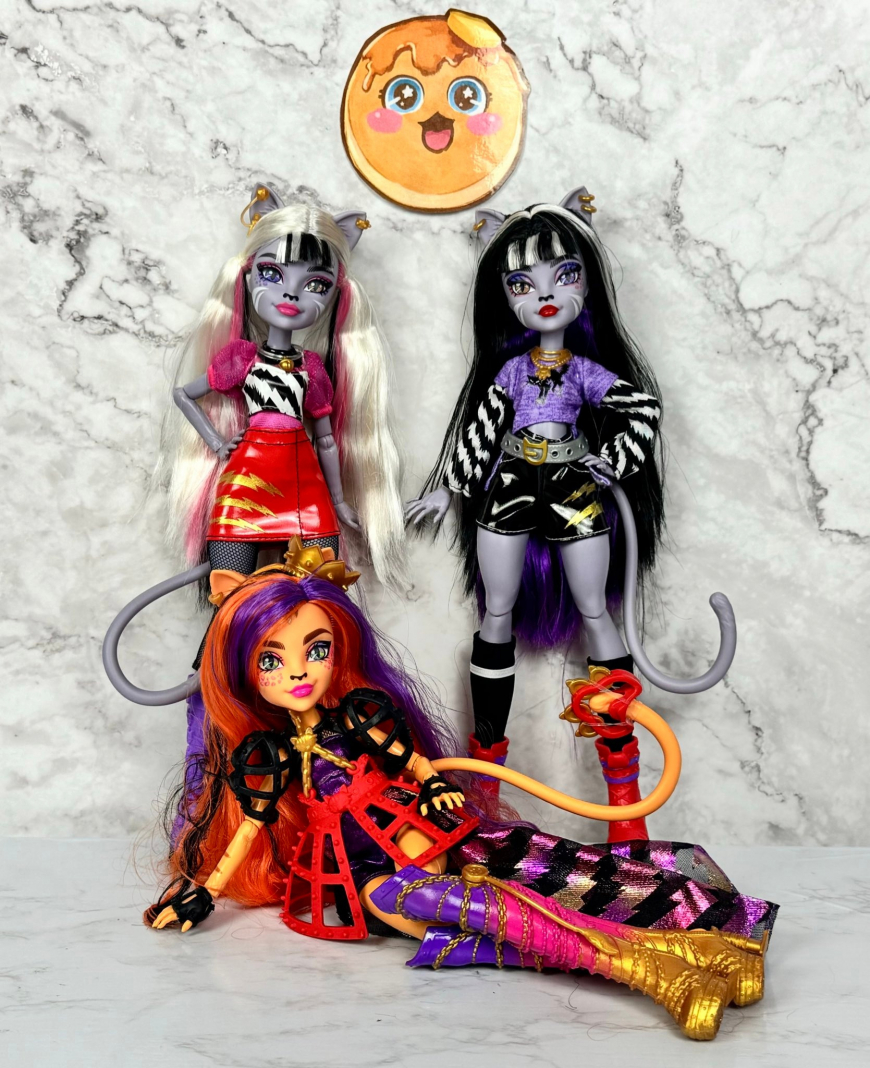 Monster High Hissfits 3 pack dolls set with Purrsephone, Meowlody and Toralei