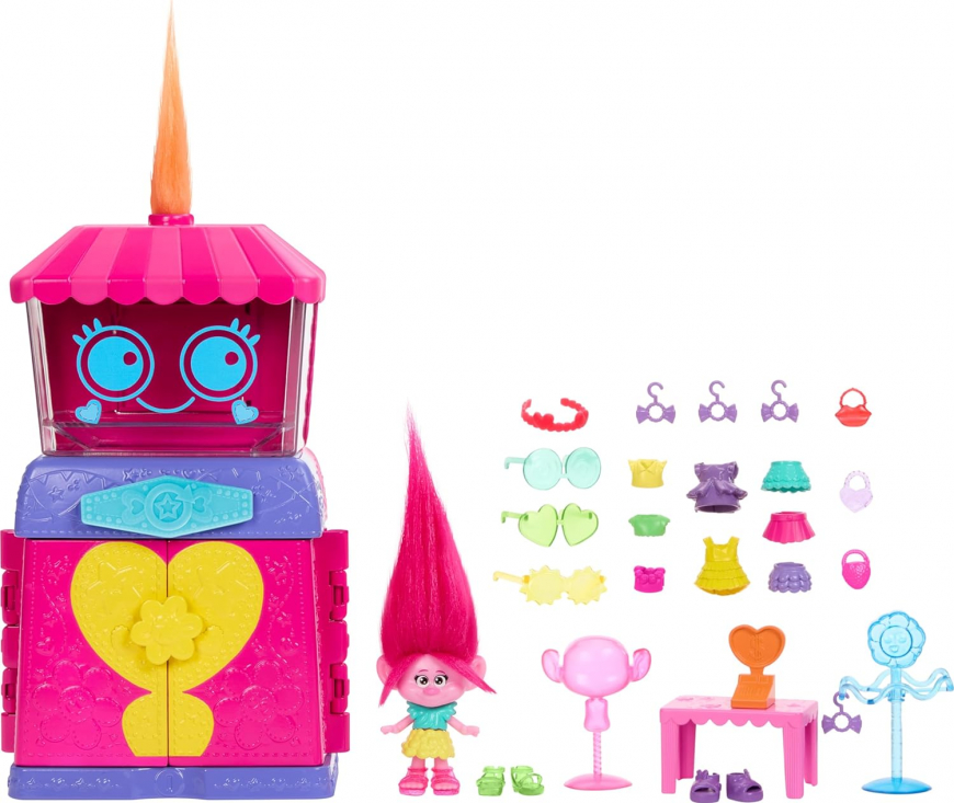 Mattel Trolls Fun Fair Surprise Fairtastic Fashion Boutique Playset with Queen Poppy