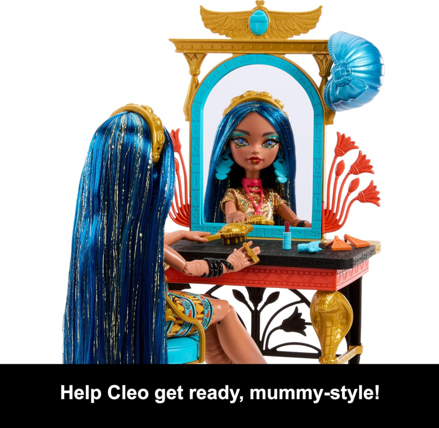 Monster High Cleo de Nile Self-Scare Day G3 doll vanity playset