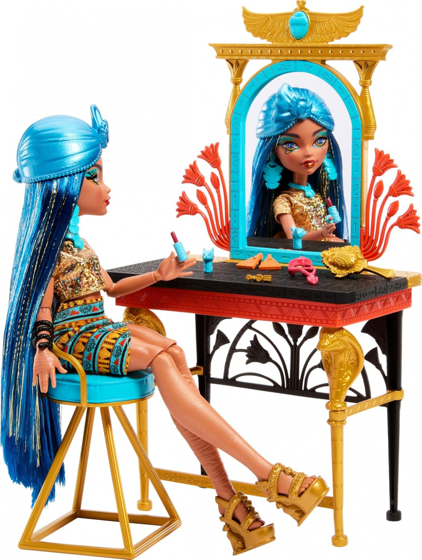 Monster High Cleo de Nile Self-Scare Day G3 doll vanity playset