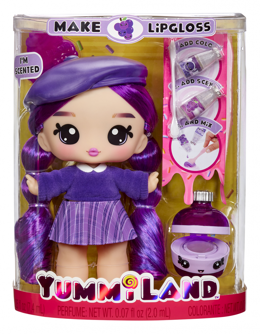 Yummiland Large Doll + Lipgloss Pet- Greta Grape