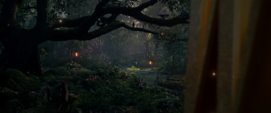pictures from Snow White 2025 movie teaser with Snow White (Rachel Zegler), Evil Queen(Gal Gadot), prince, dwarfs and other characters