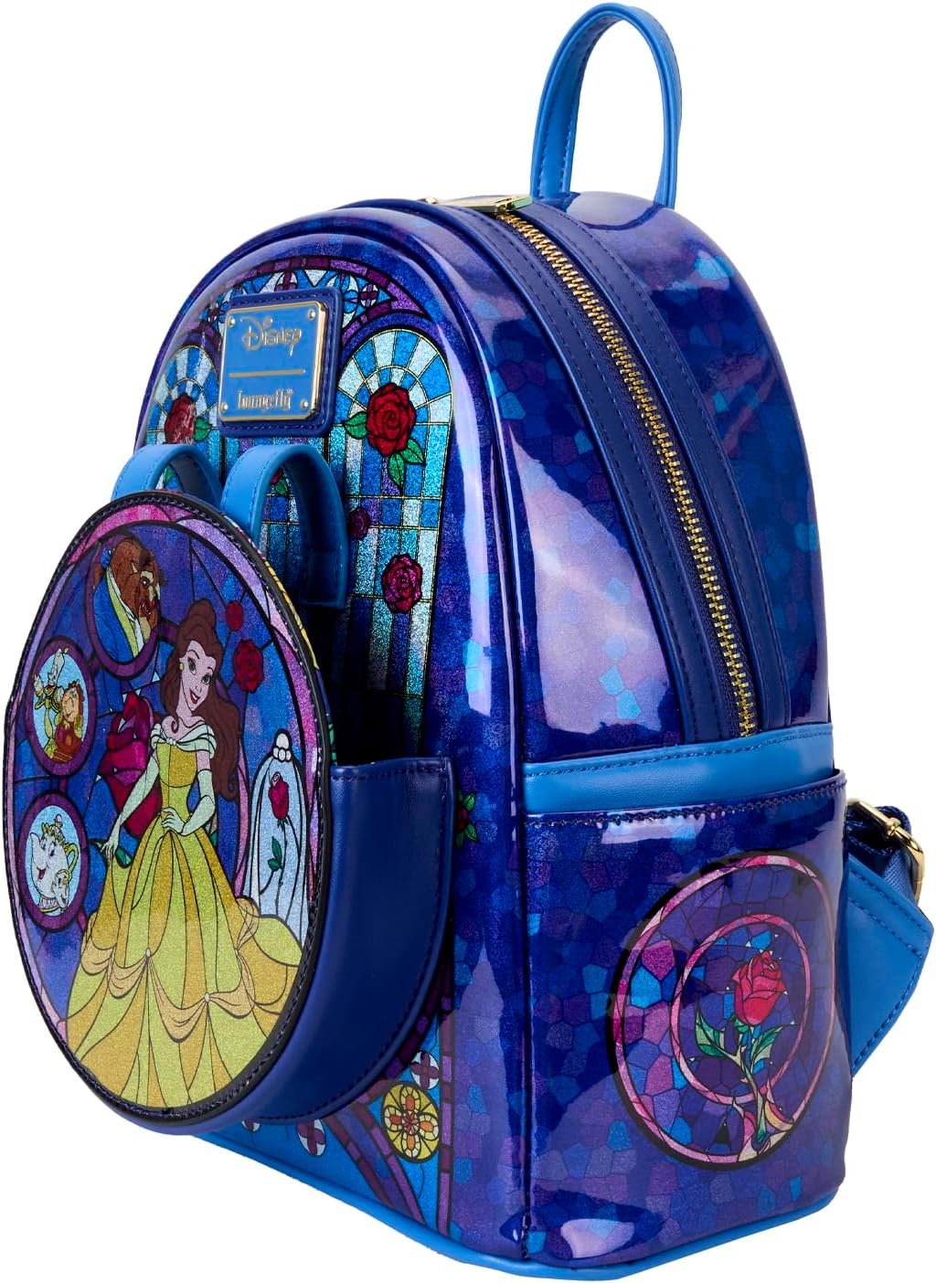 Loungefly Disney Princess Stained Glass Collection Belle Ears Headband and Mini Backpack YouLoveIt