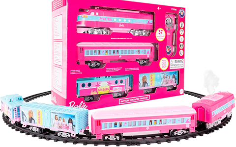 Lionel Mattel Barbie Battery O Gauge Toy Train Set with Remote and Water-Vapor Smoke Effects