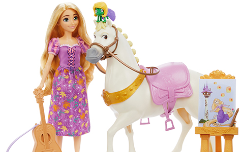 Disney Princess Fashion Doll & Horse sets from Mattel 2025: Elsa and Nokk, Rapunzel and Maximus, Jasmine and horse