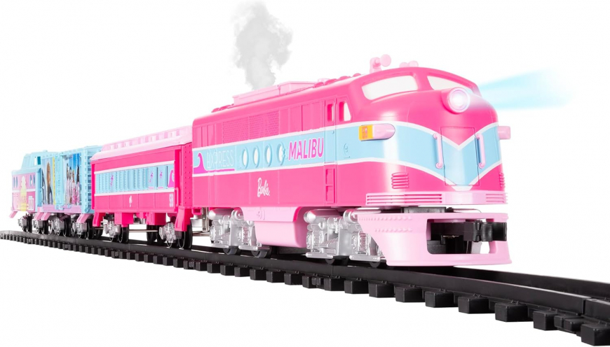 Lionel Mattel Barbie Battery O Gauge Toy Train Set with Remote and Water-Vapor Smoke Effects