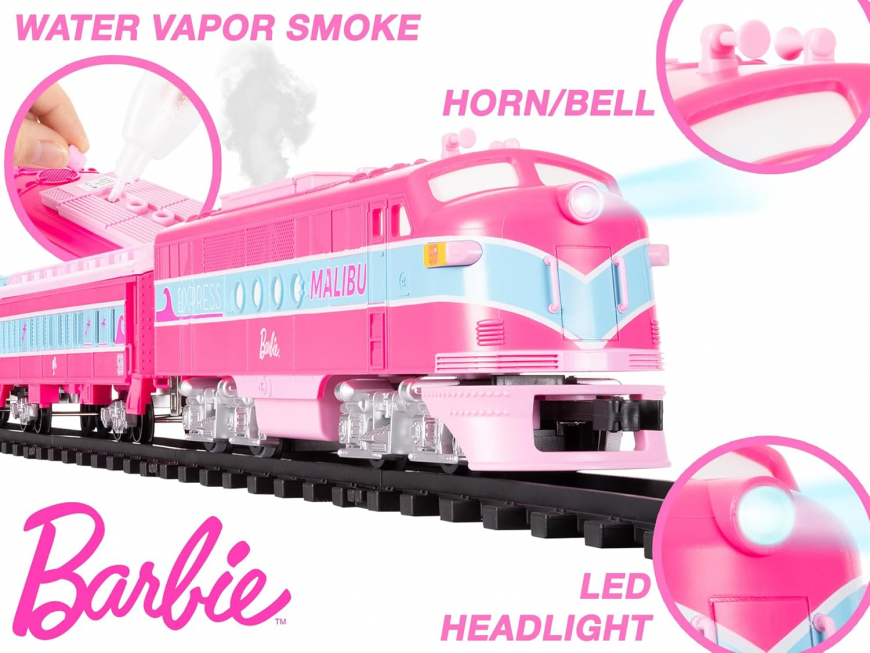 Lionel Mattel Barbie Battery O Gauge Toy Train Set with Remote and Water-Vapor Smoke Effects