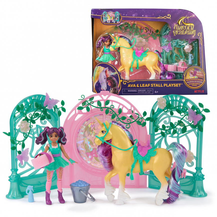 Unicorn Academy Ava Doll & Color-Change Leaf Unicorn Stall Playset