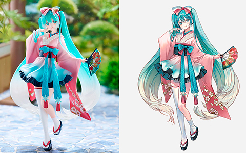 Hatsune Miku Neo Tokyo Series Kimono Figure – Anime Kawaii Cartoon Toy – Multicolor Plastic