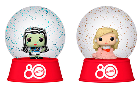 Mattel 80th anniversary Retro Toys Snow Globes Pops! Barbie, Monster High, Polly Pocket