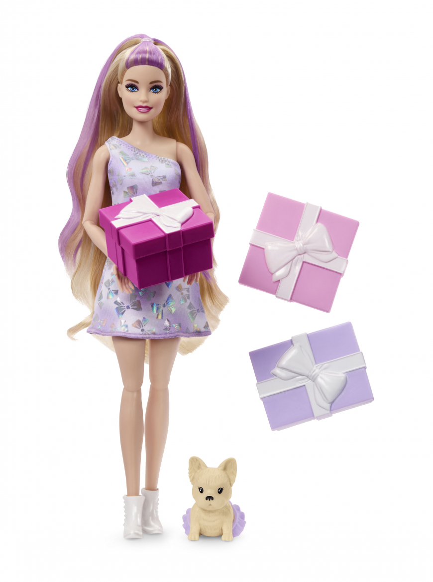 Barbie Party Unboxed doll with French Bulldog JFG70