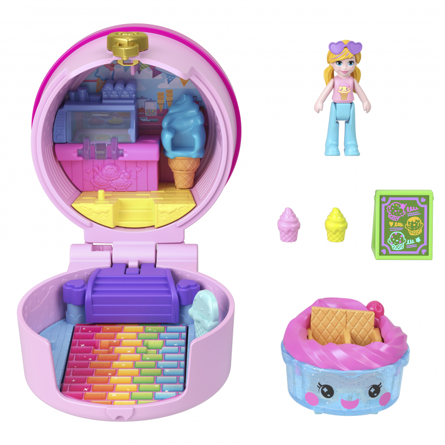 Polly Pocket Tiny Take Out Reveal Ice Cream Pint Compact