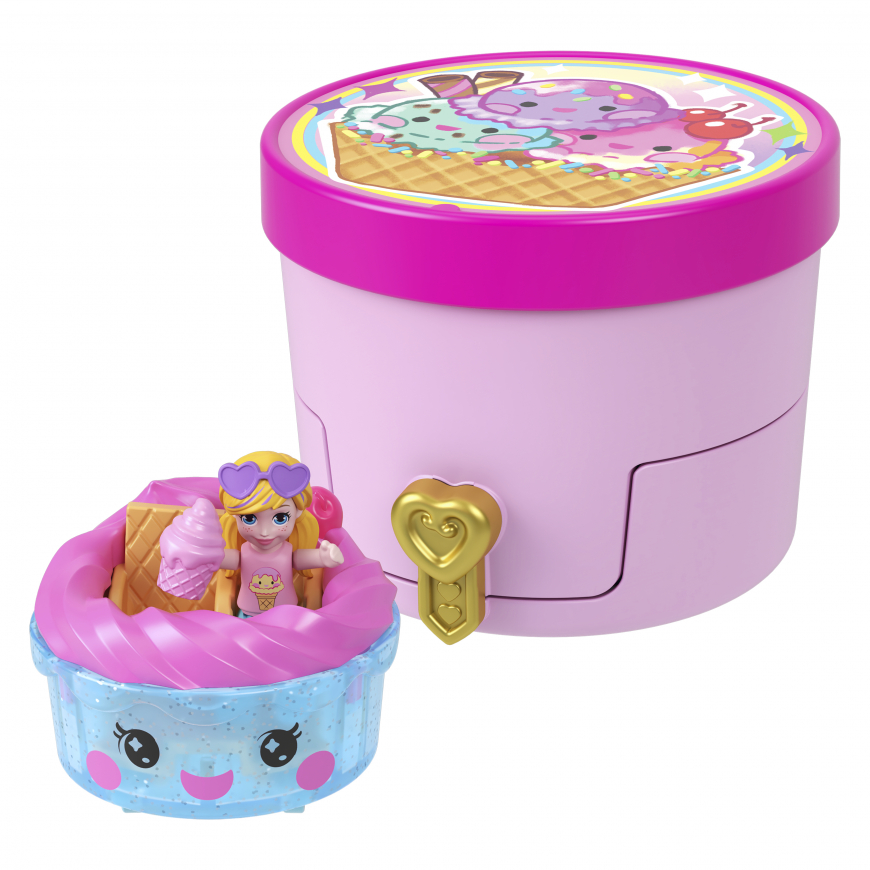 Polly Pocket Tiny Take Out Reveal Ice Cream Pint Compact
