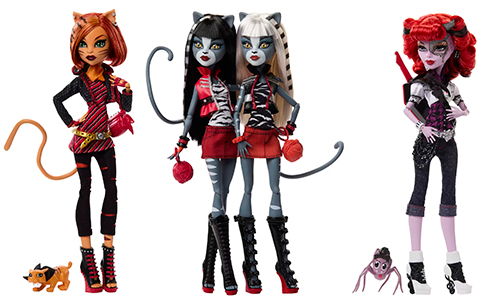 Monster High Creeproductions Toralei Stripe, Meowlody & Pursephone, Operetta dolls 2025