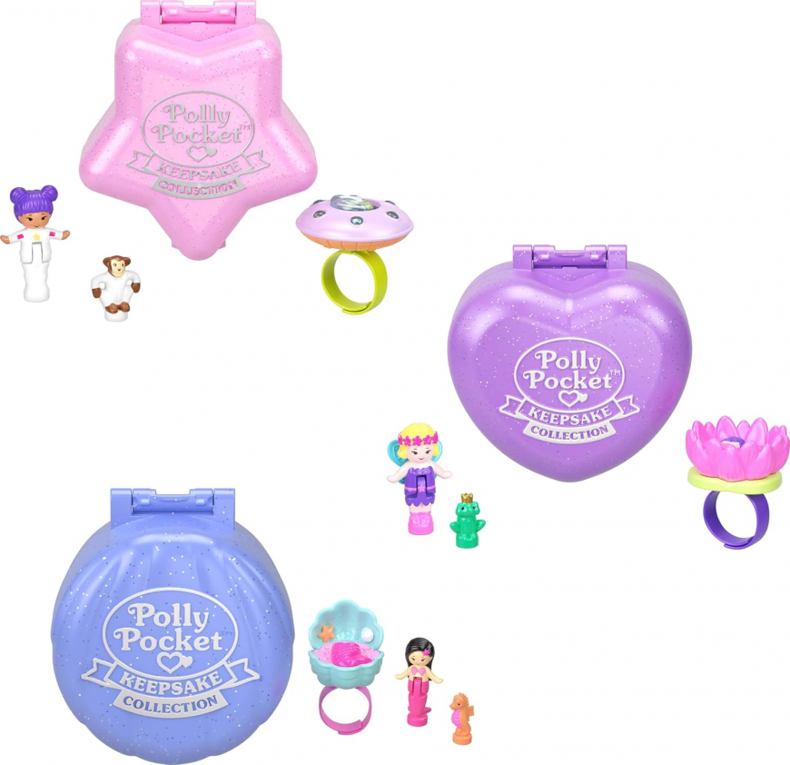 Polly Pocket Keepsake Collection Ring Box 3 Pack