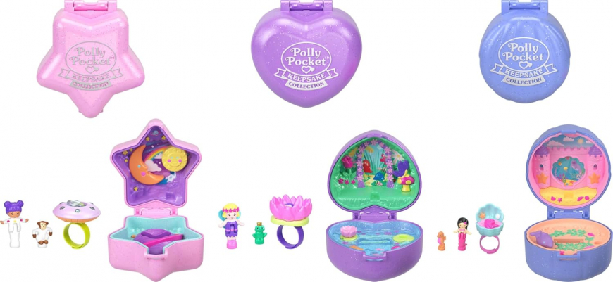 Polly Pocket Keepsake Collection Ring Box 3 Pack