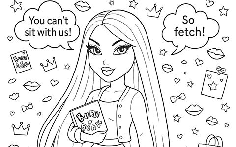 Bratz Mean Girls coloring pages Cady, Karen, Gretchen & Regina