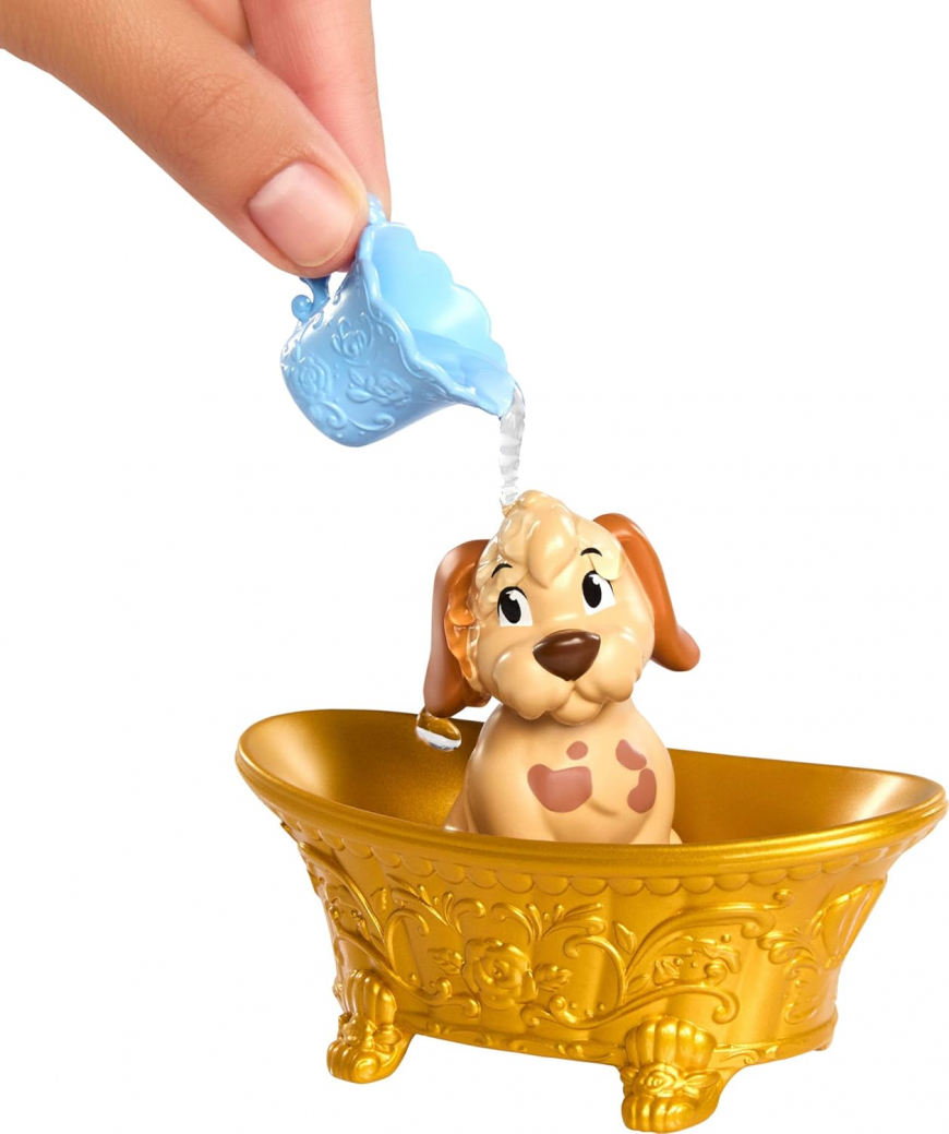 Mattel Disney Princess Belle Bathe & Brush Dog doll