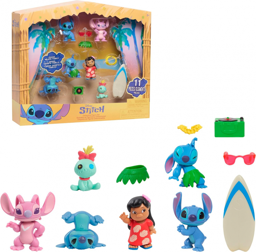 Just Play Disney Stitch Collectible Figure Set Ohana means family
