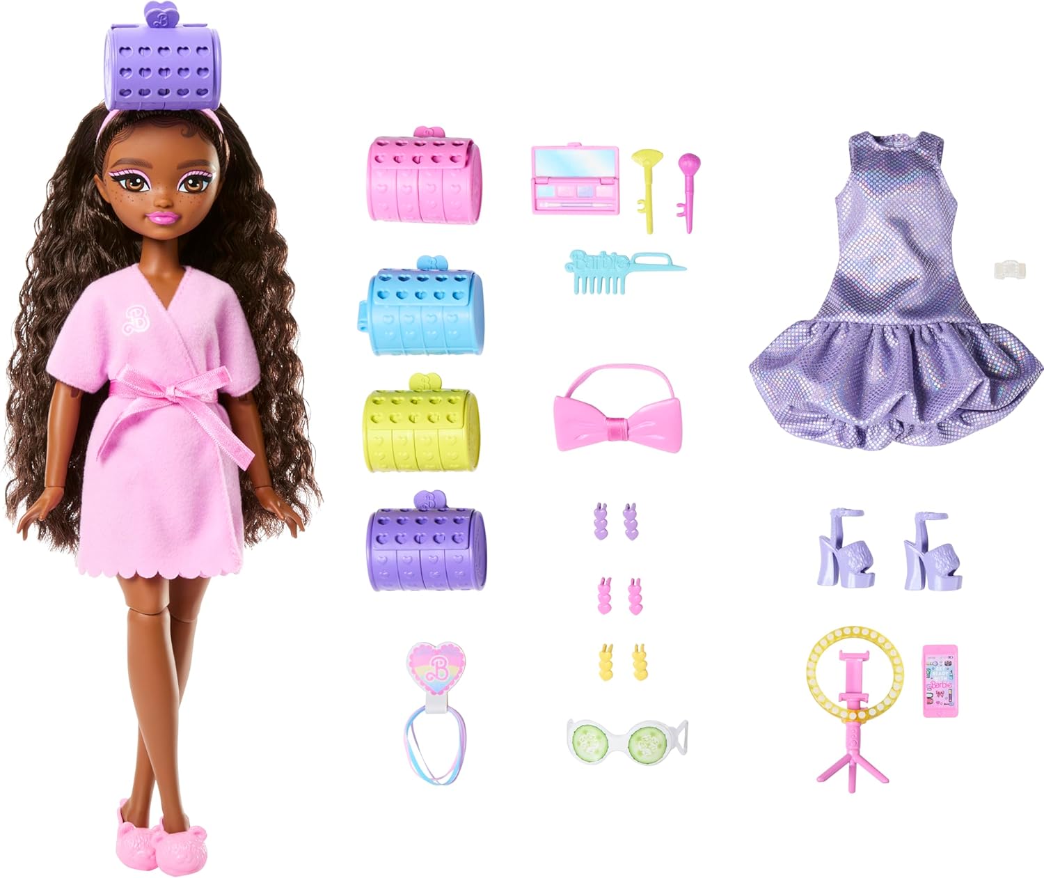 Set de juego Barbie Dream Besties, muñeca posable Brooklyn con cabello largo negro, 9 accesorios con temática musical Set de juego Barbie Dream Besties, muñeca posable Brooklyn con cabello largo negro, 9 accesorios con temática musical