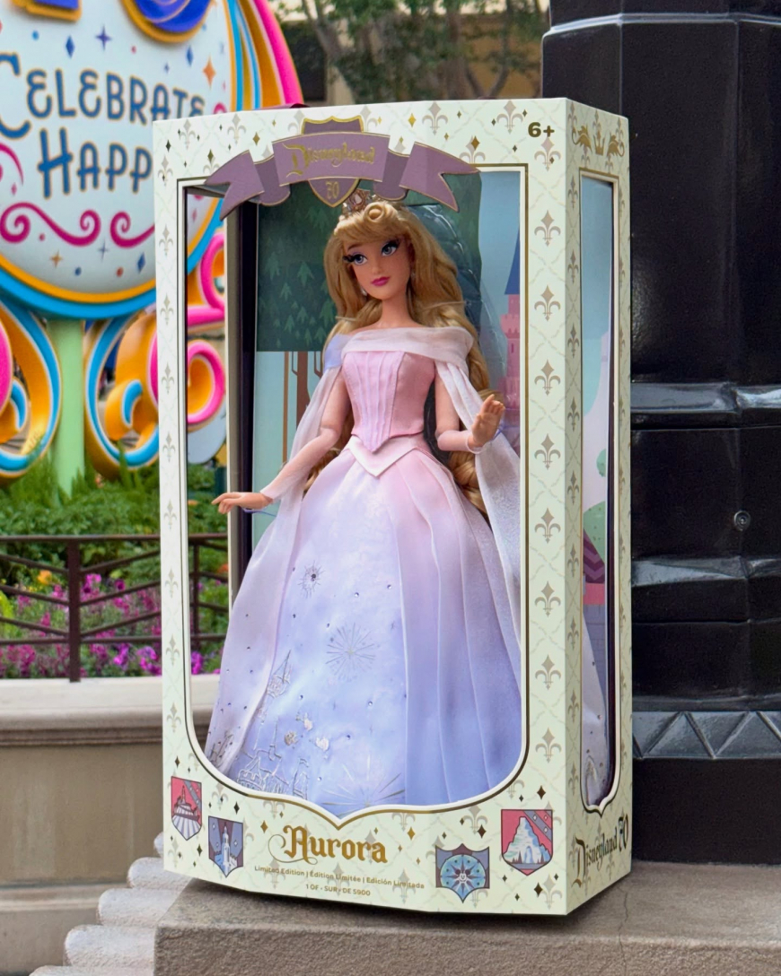 Disneyland's 70th Anniversary Sleeping Beauty Aurora Limited Edition doll in real life photos