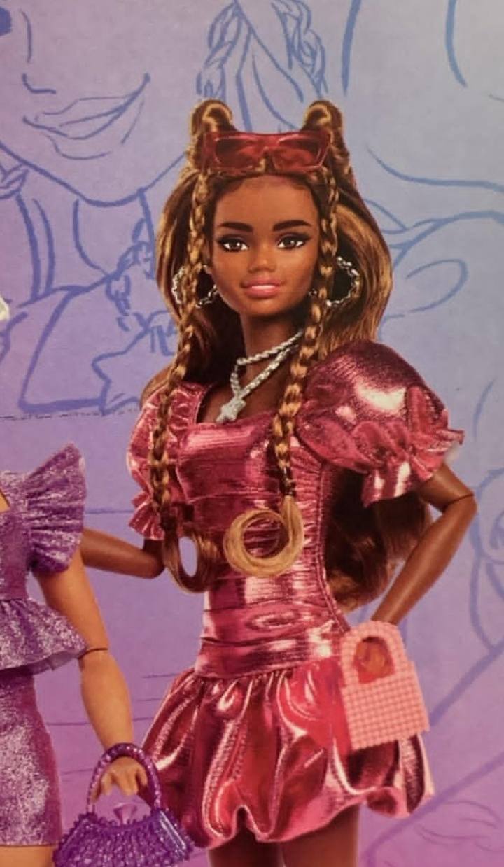 Rare Find Barbie Deluxe Style Doll in Maroon Metallic Dress JGH81