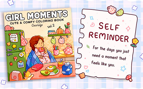 Girl Moments: Vol. 2 Coloring Book for Adults and Teens Featuring Cute Cozy Daily Activities for Relaxation
