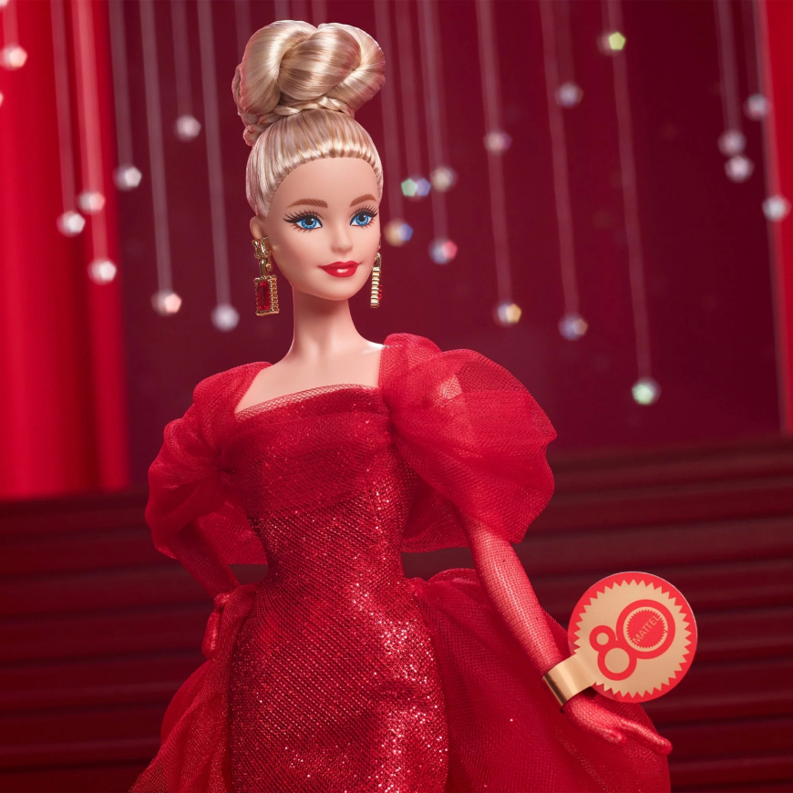 Barbie Signature Mattel 80th Anniversary Ruby Red blonde doll JBJ17