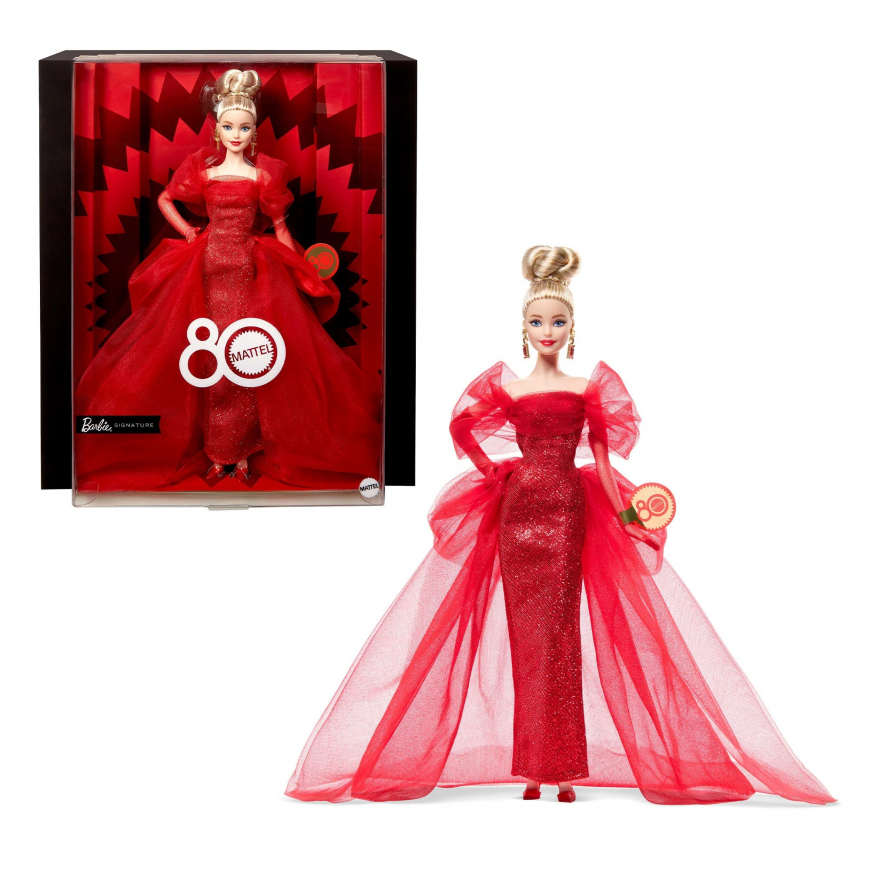 Barbie Signature Mattel 80th Anniversary Ruby Red blonde doll JBJ17