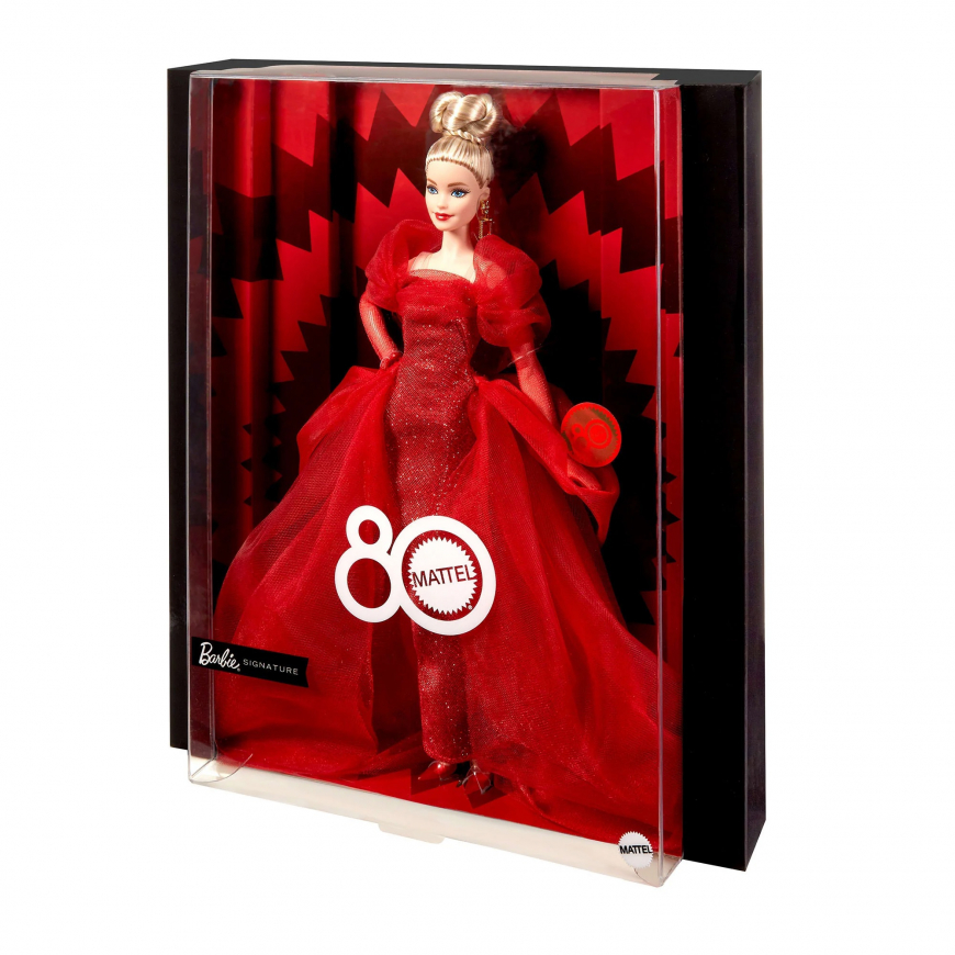 Barbie Signature Mattel 80th Anniversary Ruby Red blonde doll JBJ17