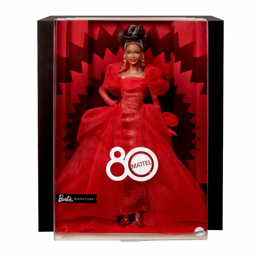 Barbie Signature Mattel 80th Anniversary Ruby Red brunette doll JBJ18