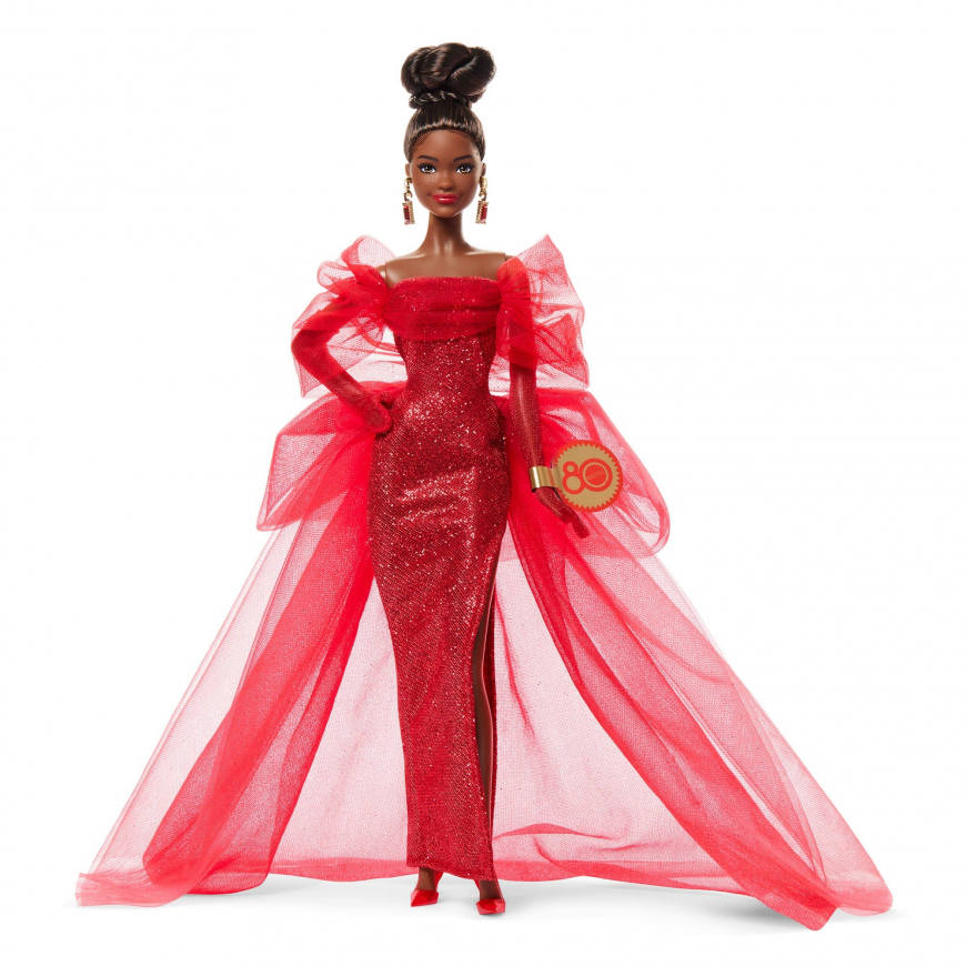 Barbie Signature Mattel 80th Anniversary Ruby Red brunette doll JBJ18