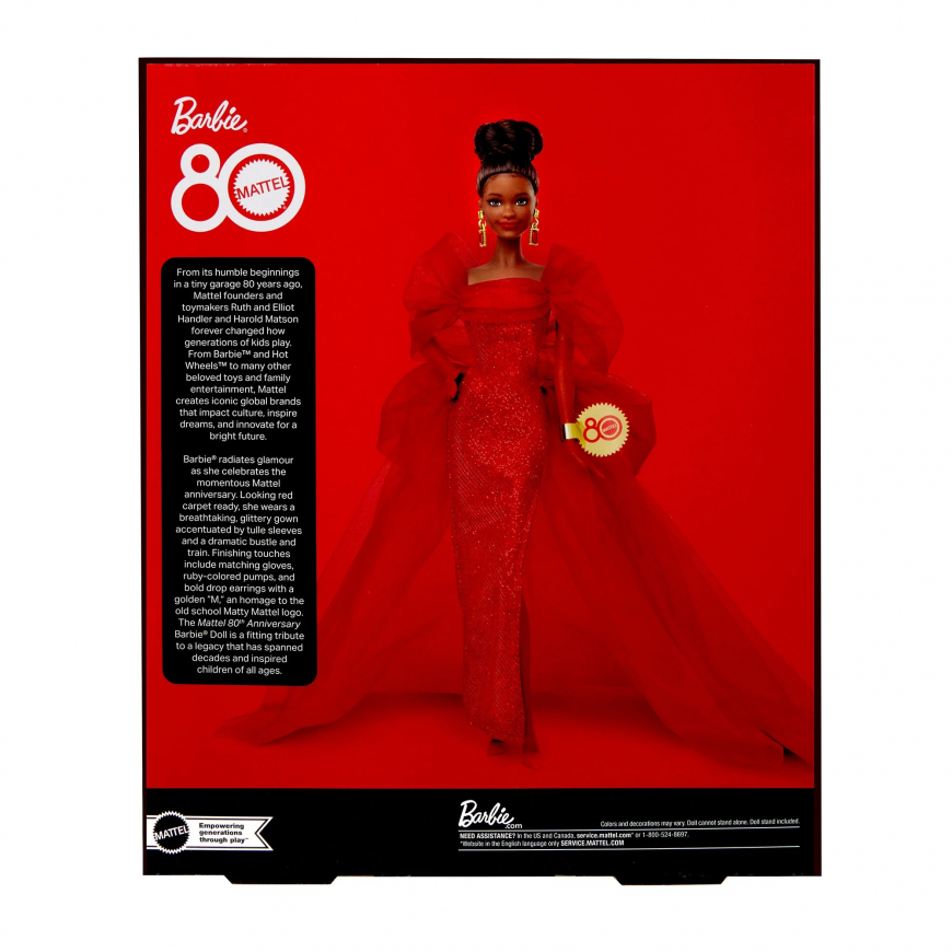 Barbie Signature Mattel 80th Anniversary Ruby Red brunette doll JBJ18