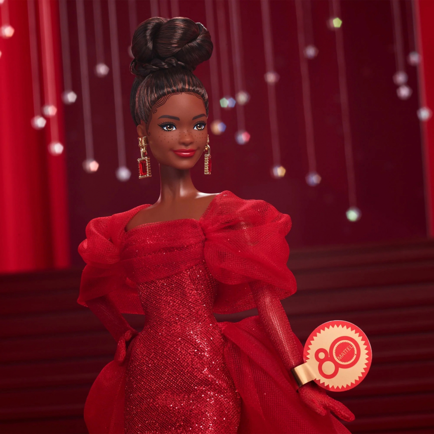 Barbie Signature Mattel 80th Anniversary Ruby Red brunette doll JBJ18