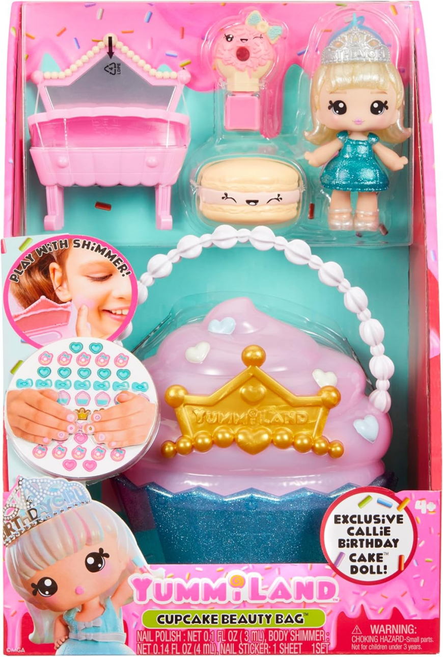 Yummiland Beauty Bag Playset + Lip Gloss Doll Cupcake (Callie Birthday Cake)