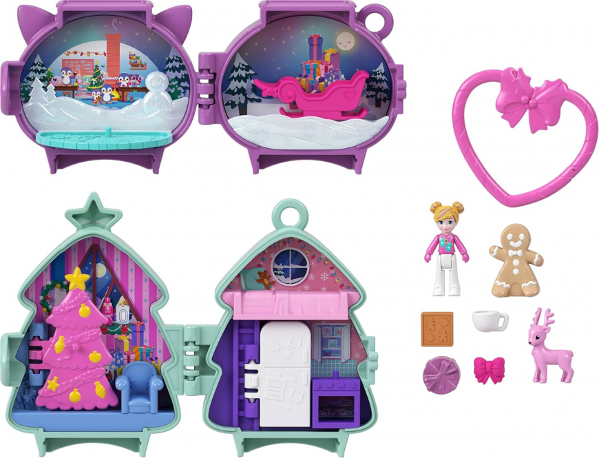 Polly Pocket Holiday Stackable Compact Playset Bundle