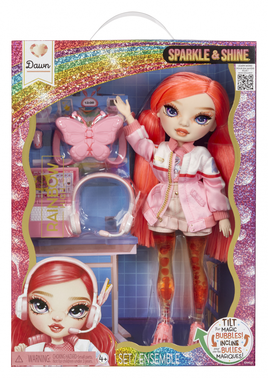 New Rainbow High Sparkle & Shine doll Dawn coral red