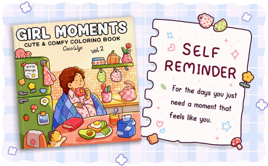 Girl Moments: Vol. 2 Coloring Book for Adults and Teens Featuring Cute Cozy Daily Activities for Relaxation