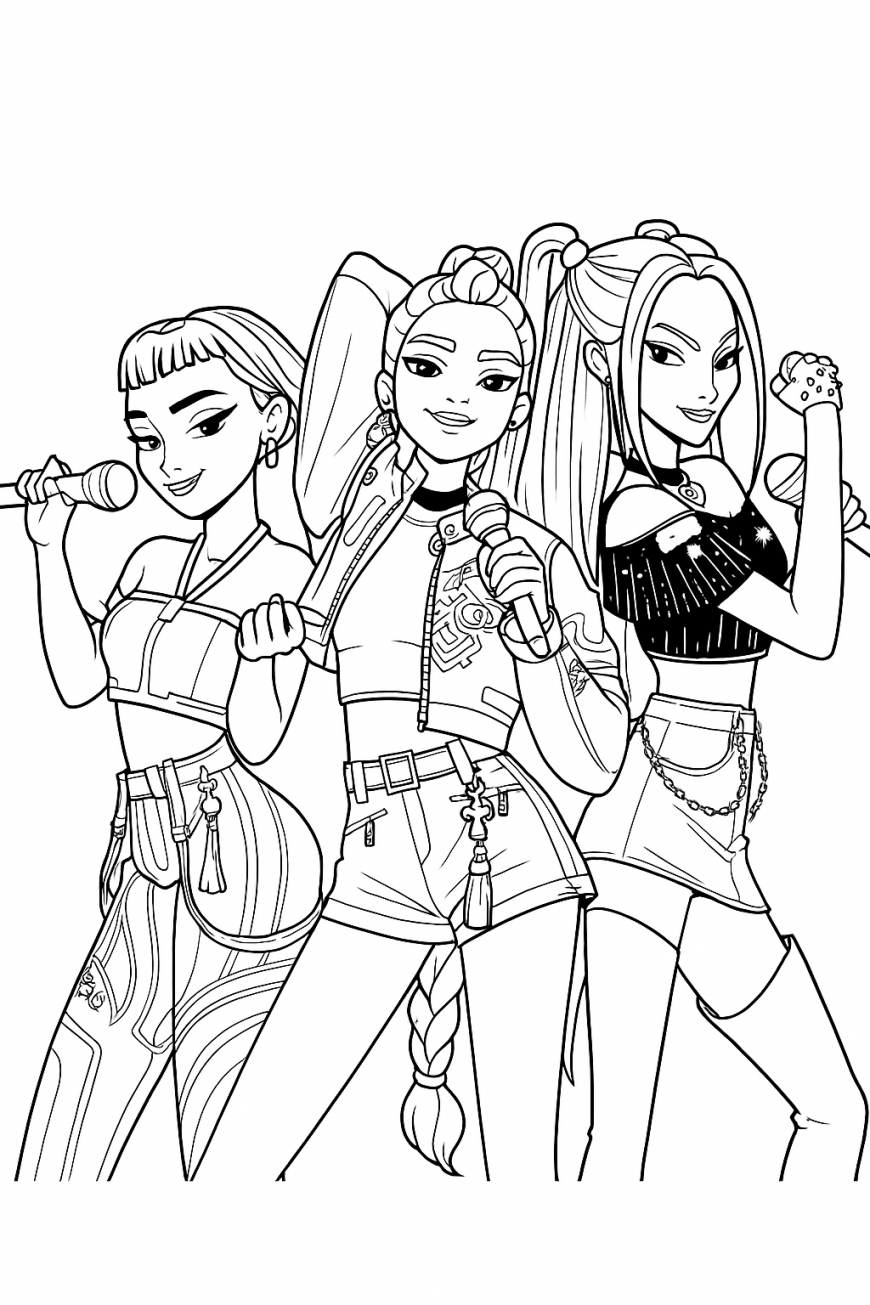 KPop Demon Hunters Huntrix coloring page